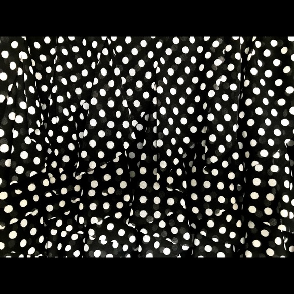 INC Ruffled Black & White Polka Dot Skirt w Lining - Picture 3 of 6